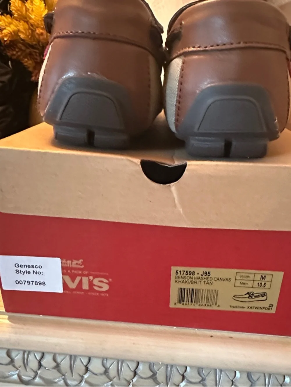 Levi's Men's Tan Canvas with Brown Leather-Trim Boat Shoes